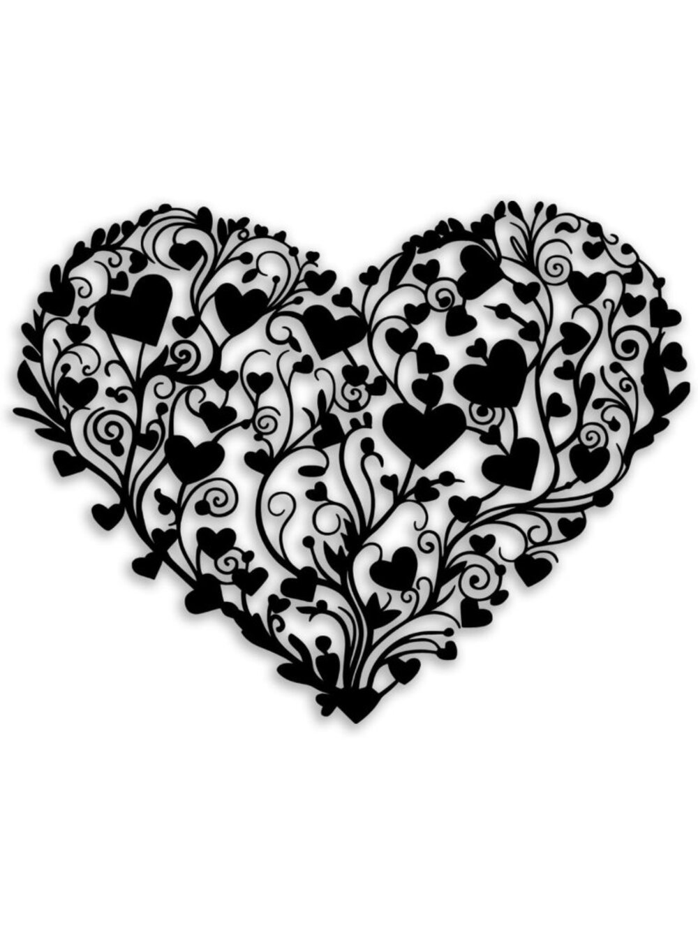 Heart Flower Metal Wall Art - Love Decor for Living Room, Bedroom, Office & More